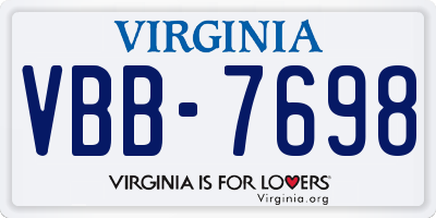 VA license plate VBB7698