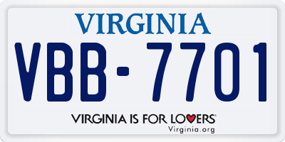 VA license plate VBB7701