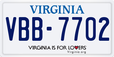 VA license plate VBB7702