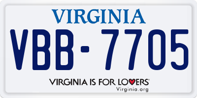 VA license plate VBB7705