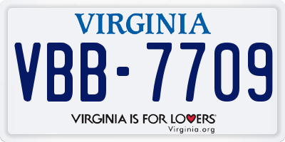 VA license plate VBB7709