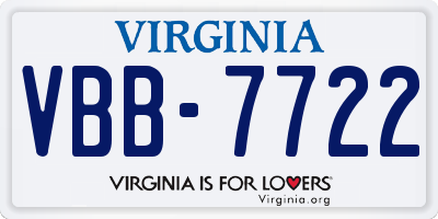 VA license plate VBB7722