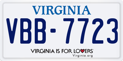 VA license plate VBB7723