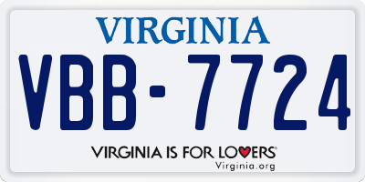 VA license plate VBB7724