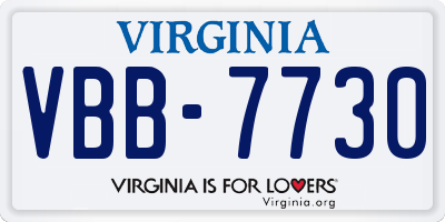 VA license plate VBB7730