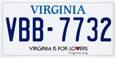VA license plate VBB7732