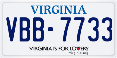 VA license plate VBB7733