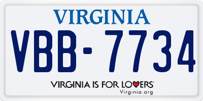 VA license plate VBB7734