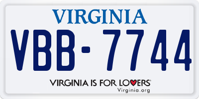 VA license plate VBB7744