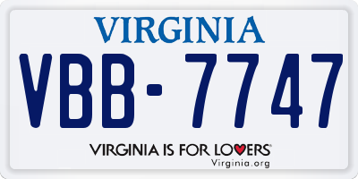 VA license plate VBB7747