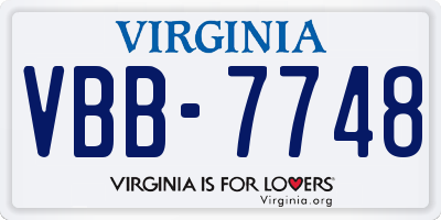 VA license plate VBB7748