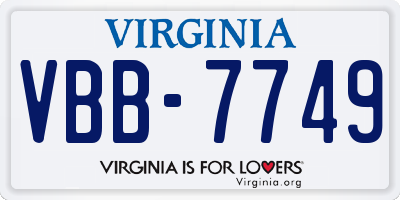 VA license plate VBB7749
