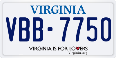 VA license plate VBB7750