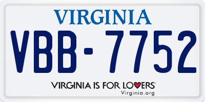VA license plate VBB7752