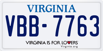 VA license plate VBB7763