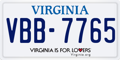 VA license plate VBB7765