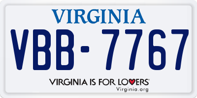 VA license plate VBB7767