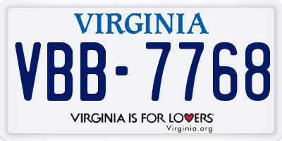 VA license plate VBB7768