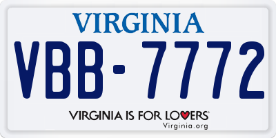 VA license plate VBB7772