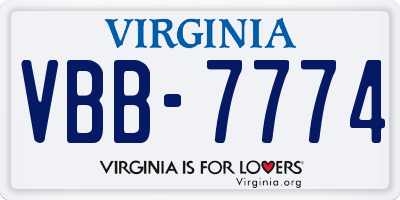 VA license plate VBB7774