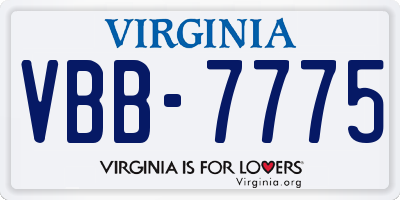 VA license plate VBB7775