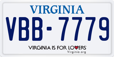 VA license plate VBB7779