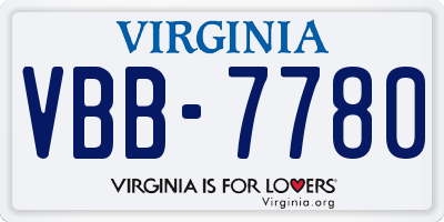 VA license plate VBB7780