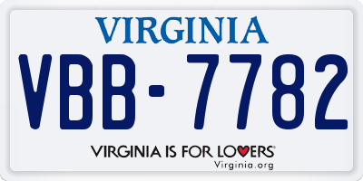 VA license plate VBB7782