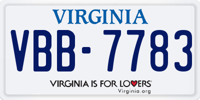 VA license plate VBB7783