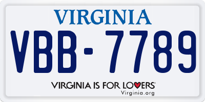 VA license plate VBB7789