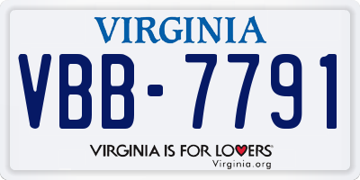 VA license plate VBB7791