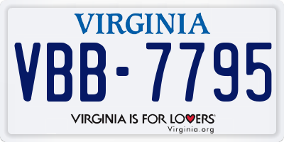 VA license plate VBB7795