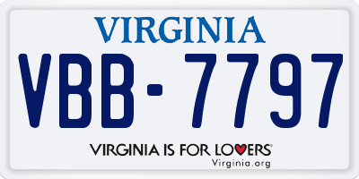 VA license plate VBB7797