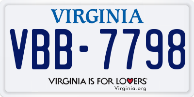 VA license plate VBB7798