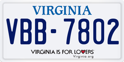 VA license plate VBB7802