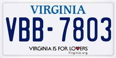 VA license plate VBB7803