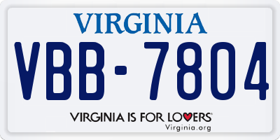 VA license plate VBB7804