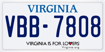 VA license plate VBB7808