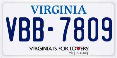 VA license plate VBB7809