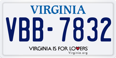 VA license plate VBB7832