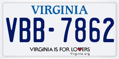 VA license plate VBB7862