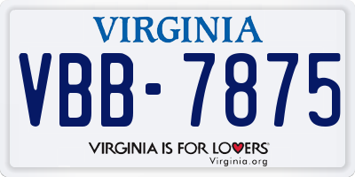 VA license plate VBB7875