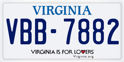 VA license plate VBB7882