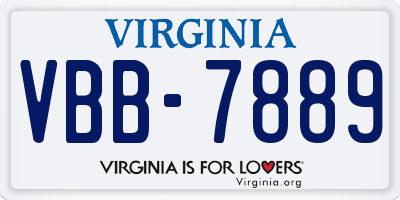 VA license plate VBB7889