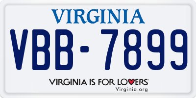 VA license plate VBB7899