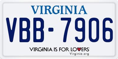 VA license plate VBB7906