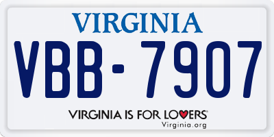 VA license plate VBB7907