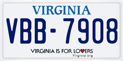 VA license plate VBB7908