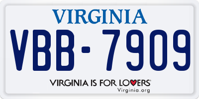 VA license plate VBB7909