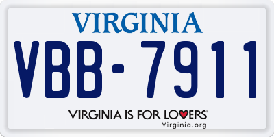 VA license plate VBB7911